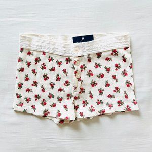 BNWT Brandy Melville/John Galt red green floral waffle knit thermal boy shorts